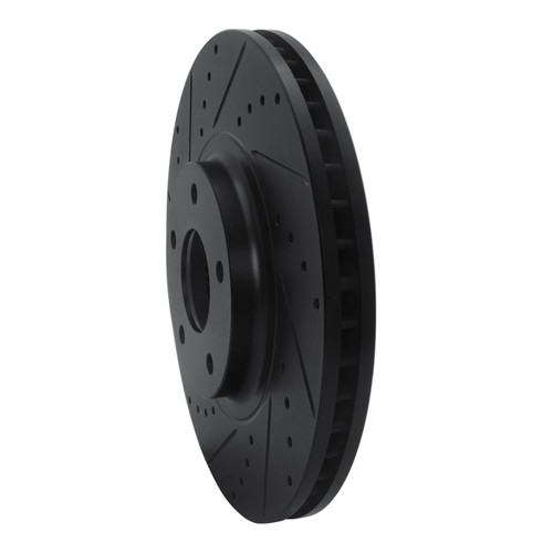 R1 03-05 Nissan Maxima Front Left Drilled & Slotted Black Brake Rotor