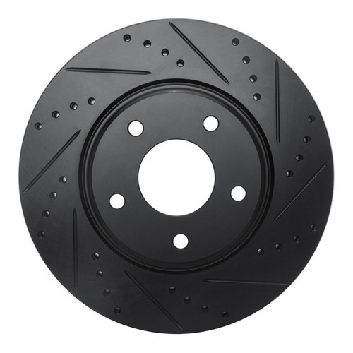 R1 02-06 Infiniti I35 Front Right Drilled & Slotted Black Brake Rotor