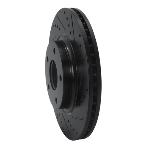 R1 02-06 Infiniti I35 Front Right Drilled & Slotted Black Brake Rotor