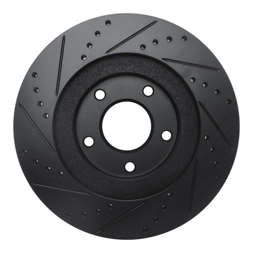 R1 02-06 Infiniti I35 Front Right Drilled & Slotted Black Brake Rotor