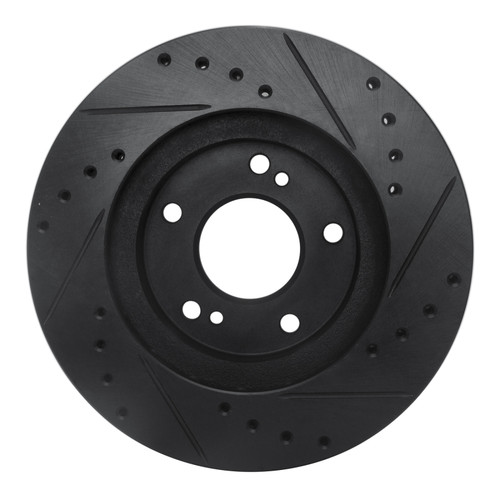 R1 99-01 Infiniti I30 Front Left Drilled & Slotted Black Brake Rotor