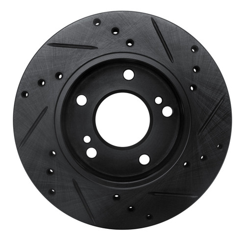 R1 96-98 Nissan 240SX Front Left Drilled & Slotted Black Brake Rotor