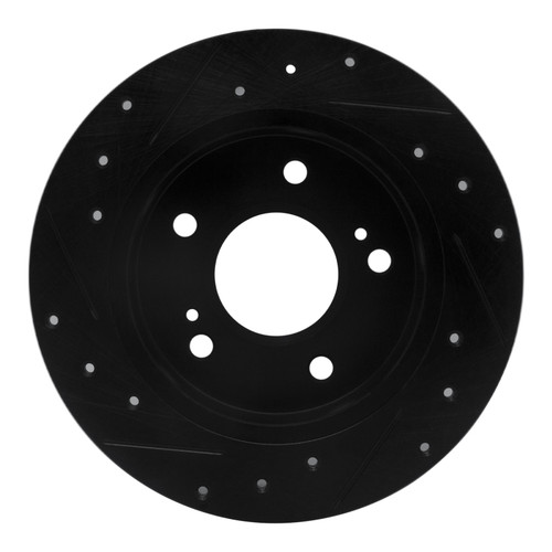 R1 94-98 Nissan 240SX Rear Right Drilled & Slotted Black Brake Rotor