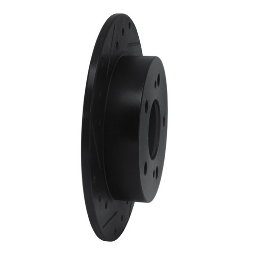 R1 94-98 Nissan 240SX Rear Left Drilled & Slotted Black Brake Rotor