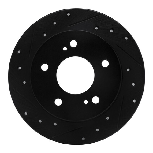 R1 94-98 Nissan 240SX Rear Left Drilled & Slotted Black Brake Rotor