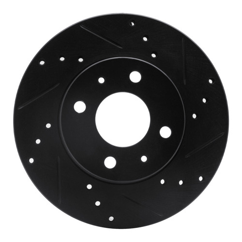 R1 95-00 Nissan Sentra Front Right Drilled & Slotted Black Brake Rotor