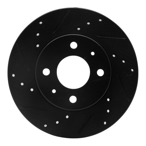 R1 95-00 Nissan 200SX Front Left Drilled & Slotted Black Brake Rotor ECB-67045L