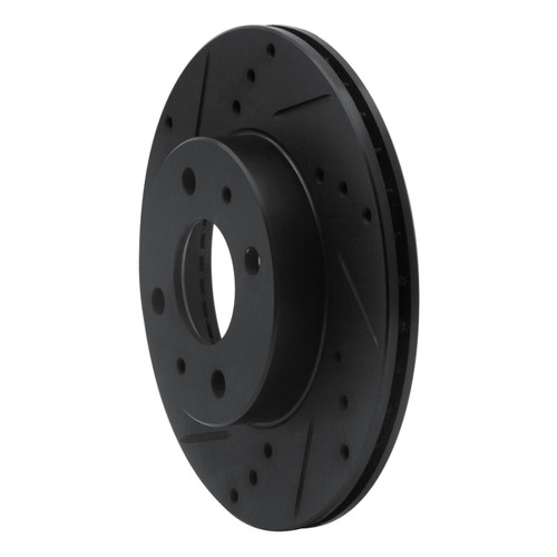 R1 95-00 Nissan 200SX Front Left Drilled & Slotted Black Brake Rotor ECB-67045L