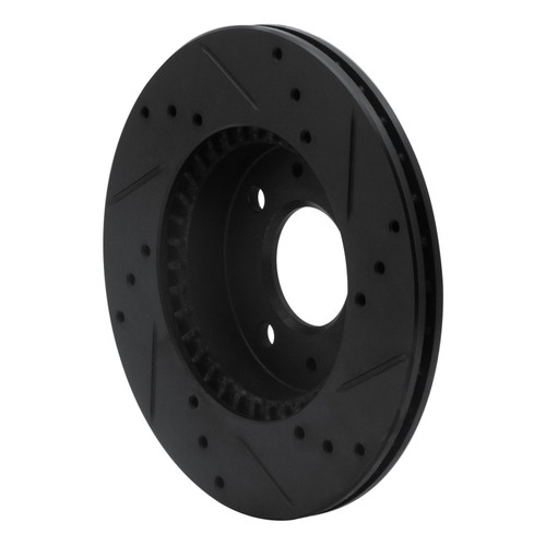 R1 95-00 Nissan 200SX Front Left Drilled & Slotted Black Brake Rotor ECB-67045L