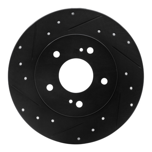 R1 94-04 Infiniti I30 Rear Left Drilled & Slotted Black Brake Rotor