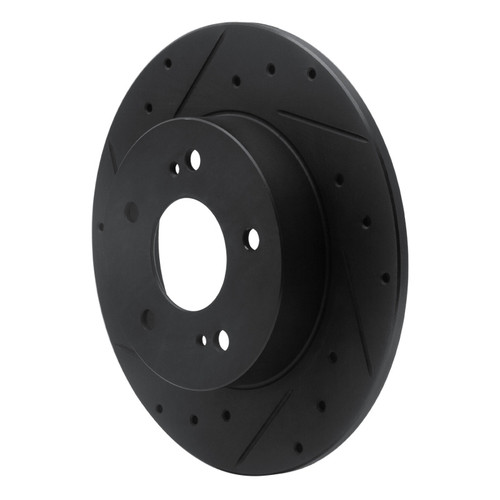 R1 94-04 Infiniti I30 Rear Left Drilled & Slotted Black Brake Rotor