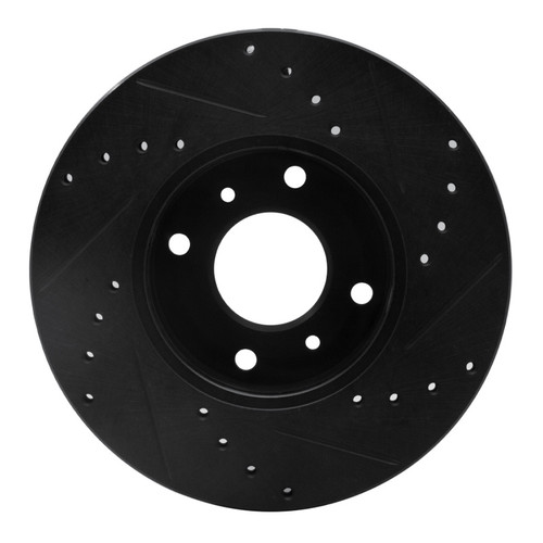 R1 93-06 Infiniti G20 Front Left Drilled & Slotted Black Brake Rotor