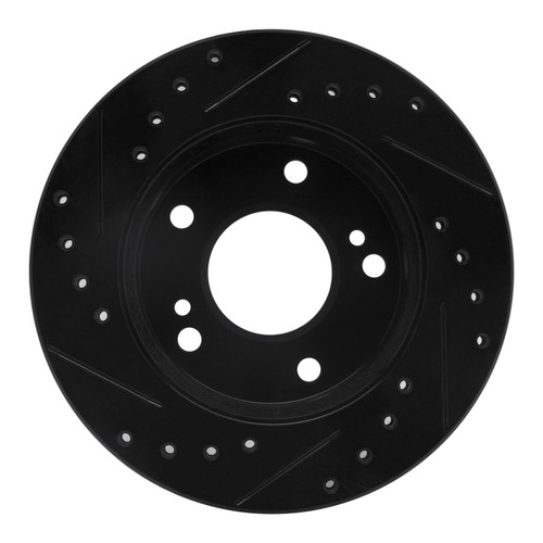 R1 94-96 Nissan 240SX Front Right Drilled & Slotted Black Brake Rotor