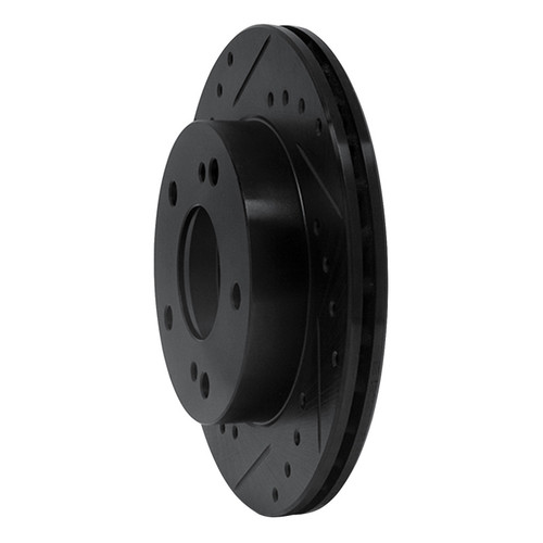 R1 94-96 Nissan 240SX Front Left Drilled & Slotted Black Brake Rotor