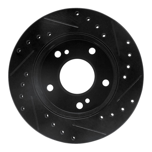 R1 94-96 Nissan 240SX Front Left Drilled & Slotted Black Brake Rotor