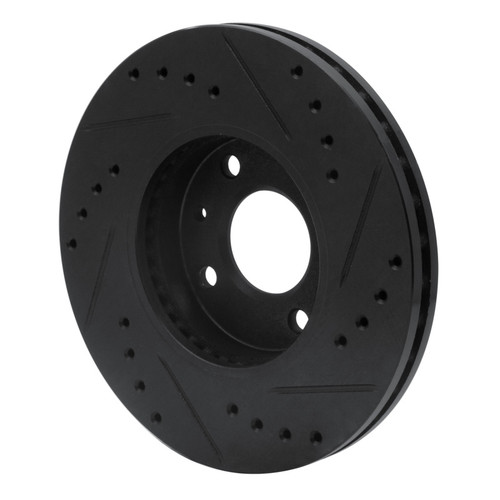 R1 91-94 Nissan Sentra Front Left Drilled & Slotted Black Brake Rotor