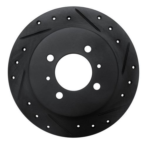 R1 91-94 Nissan Sentra Rear Right Drilled & Slotted Black Brake Rotor