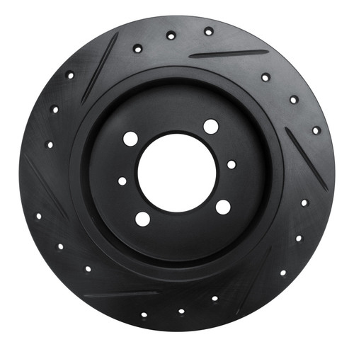 R1 91-94 Nissan Sentra Rear Right Drilled & Slotted Black Brake Rotor