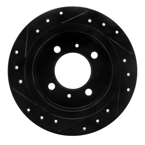 R1 91-06 Nissan NX Rear Right Drilled & Slotted Black Brake Rotor