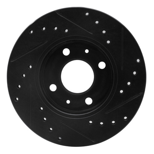 R1 88-06 Nissan NX Front Left Drilled & Slotted Black Brake Rotor