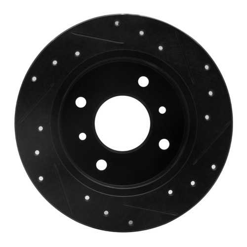 R1 90-06 Infiniti G20 Rear Left Drilled & Slotted Black Brake Rotor