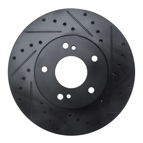 R1 89-96 Nissan 300ZX Front Right Drilled & Slotted Black Brake Rotor