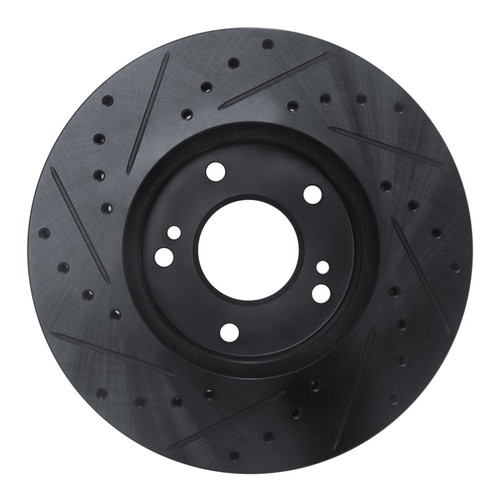 R1 89-96 Nissan 300ZX Front Right Drilled & Slotted Black Brake Rotor