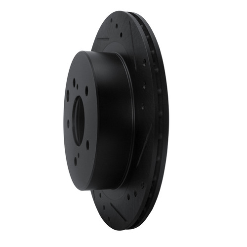 R1 89-96 Nissan 300ZX Rear Right Drilled & Slotted Black Brake Rotor