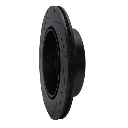 R1 89-96 Nissan 300ZX Rear Right Drilled & Slotted Black Brake Rotor