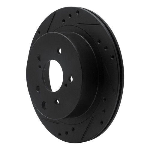 R1 89-96 Nissan 300ZX Rear Left Drilled & Slotted Black Brake Rotor