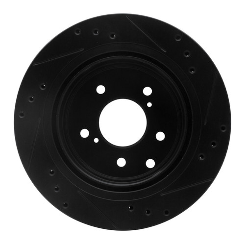 R1 89-96 Nissan 300ZX Rear Left Drilled & Slotted Black Brake Rotor