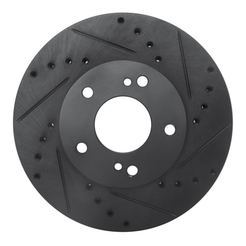 R1 89-90 Nissan 300ZX Front Right Drilled & Slotted Black Brake Rotor