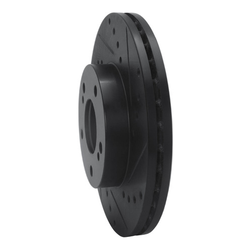 R1 89-90 Nissan 300ZX Front Right Drilled & Slotted Black Brake Rotor