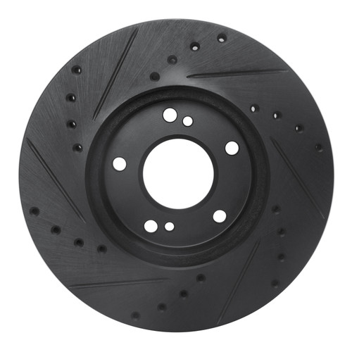 R1 89-90 Nissan 300ZX Front Right Drilled & Slotted Black Brake Rotor