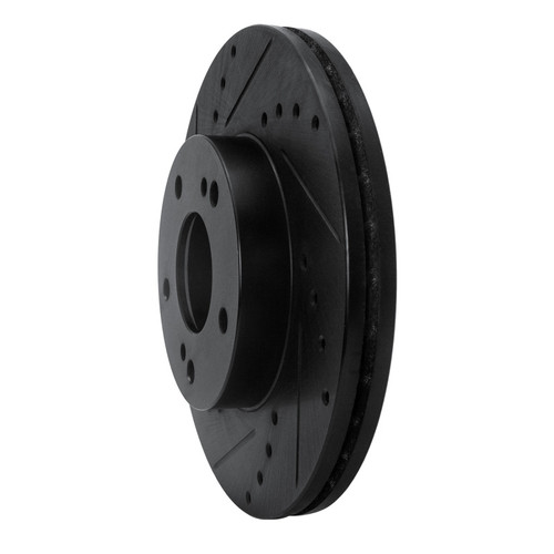 R1 89-90 Nissan 300ZX Front Left Drilled & Slotted Black Brake Rotor