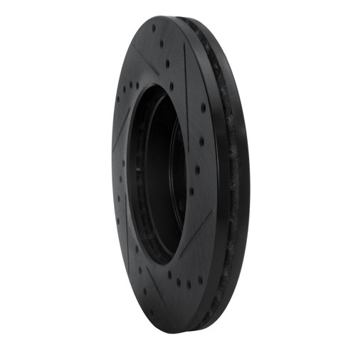 R1 89-90 Nissan 300ZX Front Left Drilled & Slotted Black Brake Rotor