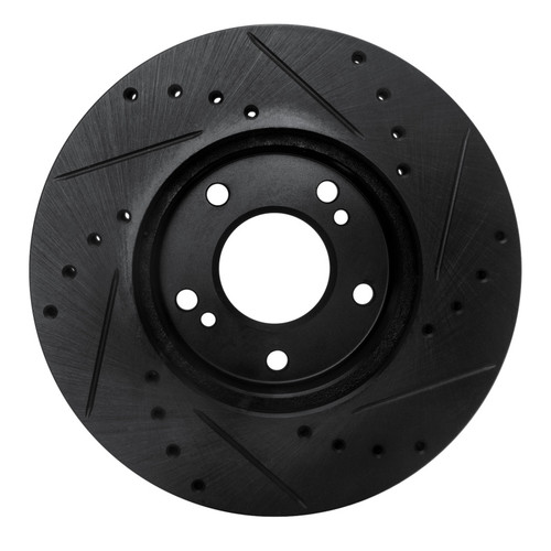 R1 89-90 Nissan 300ZX Front Left Drilled & Slotted Black Brake Rotor