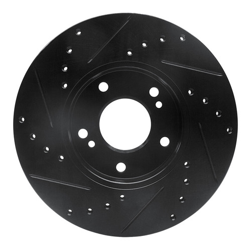 R1 89-99 Infiniti I30 Front Right Drilled & Slotted Black Brake Rotor