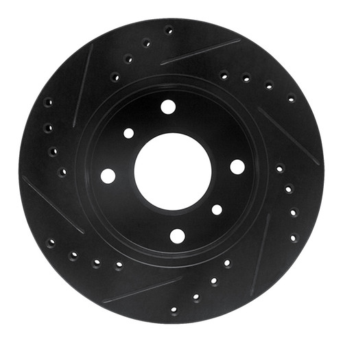 R1 89-13 Infiniti G20 Front Right Drilled & Slotted Black Brake Rotor