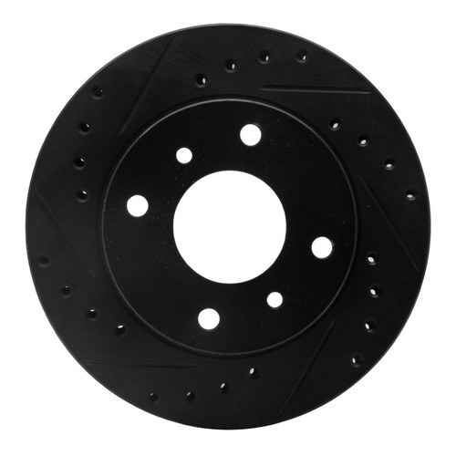 R1 89-96 Nissan 240SX Front Left Drilled & Slotted Black Brake Rotor