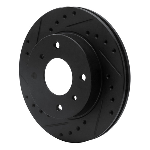 R1 89-96 Nissan 240SX Front Left Drilled & Slotted Black Brake Rotor