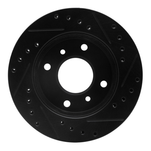 R1 89-96 Nissan 240SX Front Left Drilled & Slotted Black Brake Rotor