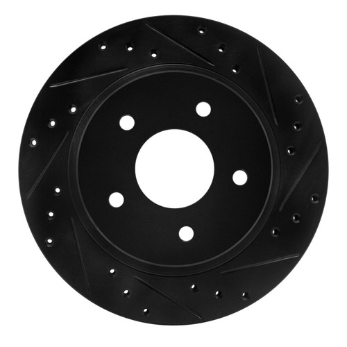 R1 87-89 Nissan 300ZX Turbo Rear Right Drilled & Slotted Black Brake Rotor