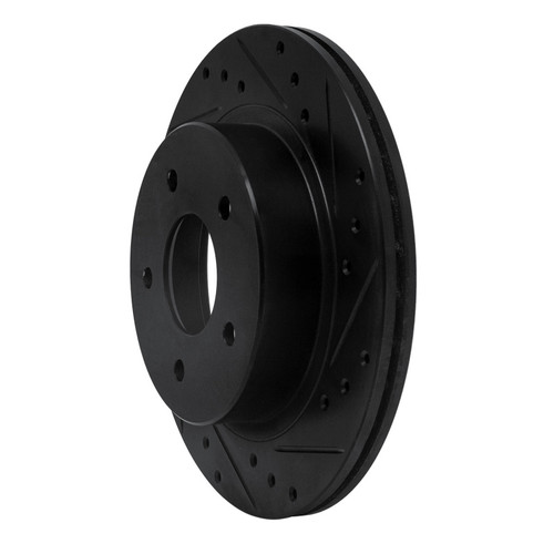 R1 87-89 Nissan 300ZX Turbo Rear Right Drilled & Slotted Black Brake Rotor