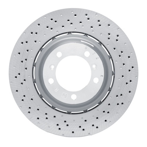 R1 16-23 Porsche 718 Cayman Right Rear Drilled Carbon Alloy GeoMET Rotor