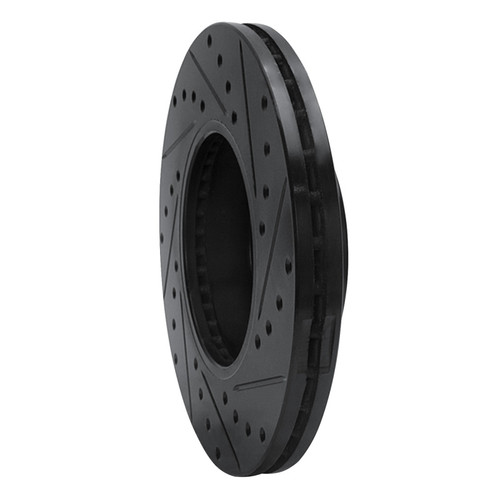 R1 87-89 Nissan 300ZX Turbo Front Left Drilled & Slotted Black Brake Rotor