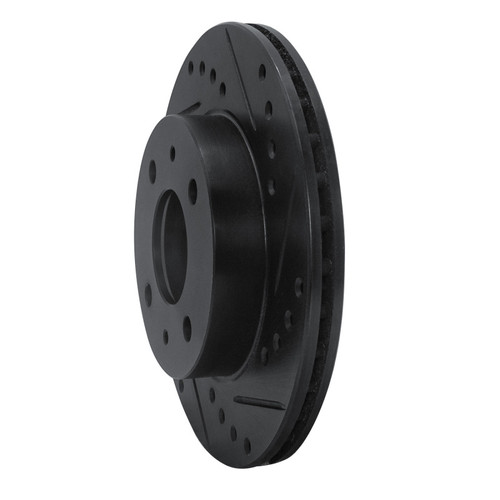 R1 86-17 Nissan Pulsar NX Front Right Drilled & Slotted Black Brake Rotor