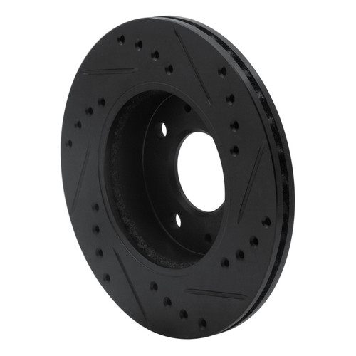 R1 86-17 Nissan NX Front Left Drilled & Slotted Black Brake Rotor