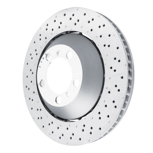R1 13-19 Porsche 911 Left Front Drilled Carbon Alloy GeoMET Rotor