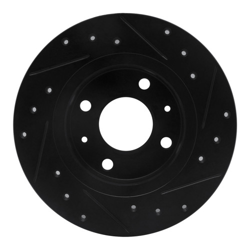 R1 86-06 Nissan Pulsar NX Front Left Drilled & Slotted Black Brake Rotor